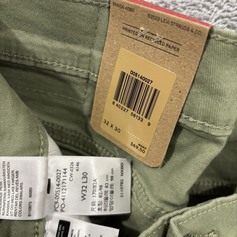 Levi's 514 Jeans Men's 32x30 Straight Mid Rise Premium Soft Twill Olive Green